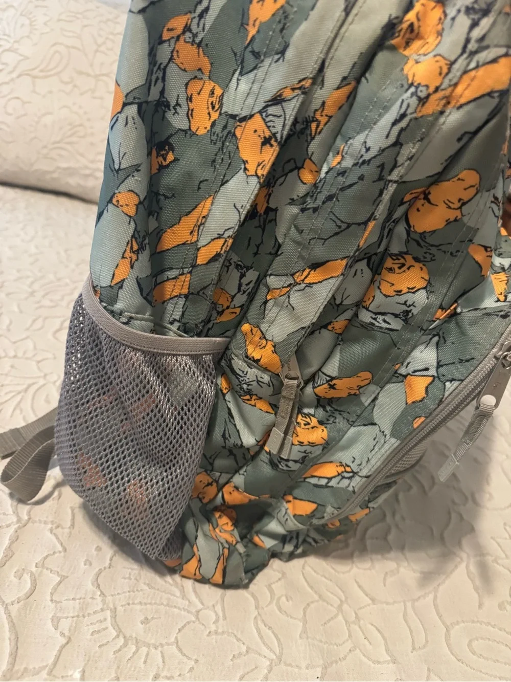 L.L. Bean Green & Orange Patterned Backpack